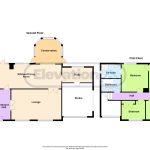 Two-storey house floor plan with rooms and labels.