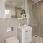 Modern bathroom with shower and sink