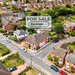 House for sale in residential neighbourhood aerial view