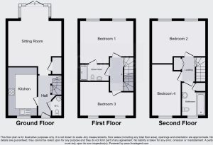 Three-storey house floor plan layout diagram